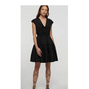 NWT Derek Lam 10 Crosby Tama Cotton Bow Tie ruffle tiered dress black size 4 6